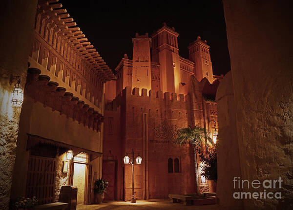 Walt Disney World Epcot World Showcase Morocco Pavillion Night Time Art Print featuring the photograph World Showcase - Morocco Pavillion #1 by AK Photography