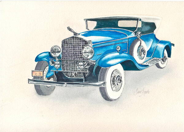 Vintage Art Print featuring the painting 1930 Cadillac by Frank SantAgata