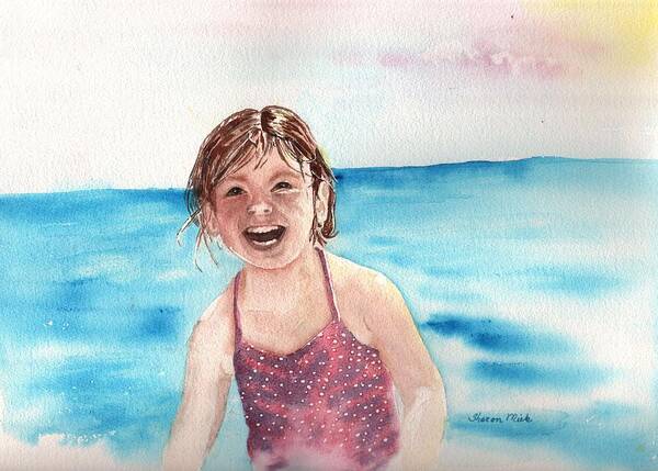 A Day At The Beach Makes Everyone Smile Art Print featuring the painting A Day at the Beach Makes Everyone Smile by Sharon Mick