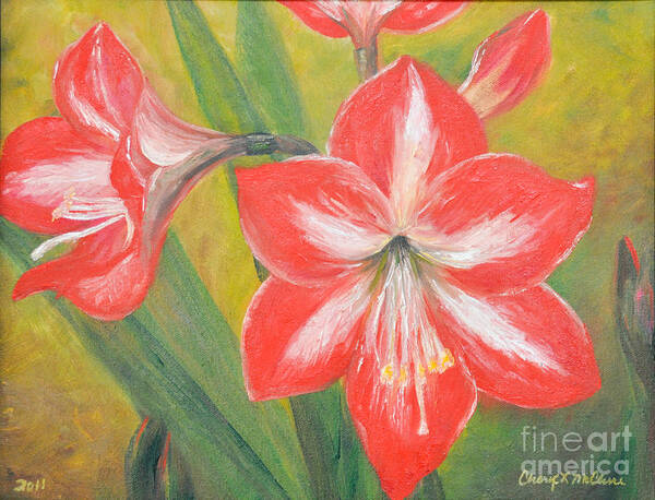 Amaryllis Art Print featuring the painting Amaryllis by Cheryl McClure