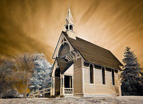 Infrared Art Print featuring the photograph Amityville Chapel by Steve Zimic