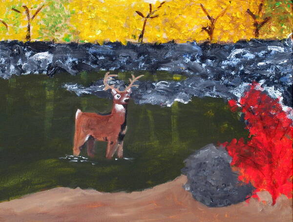 Deer Art Print featuring the painting Arkansas Wildlife by Ashley Anthony