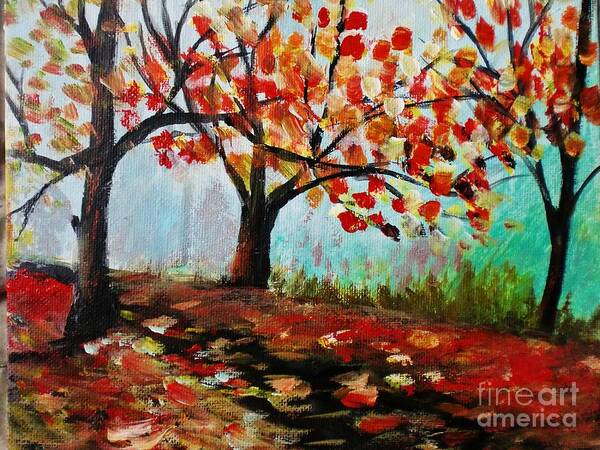 Fall Art Print featuring the painting Autumn Trail by Trilby Cole