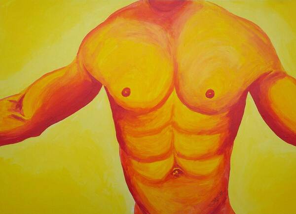 Male Nude Art Print featuring the painting Back In His Arms by Randall Weidner