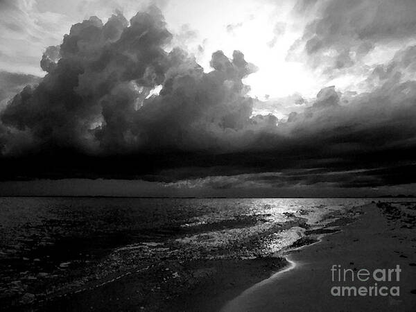 Beach Art Print featuring the photograph Beach in Black and White by Jeff Breiman