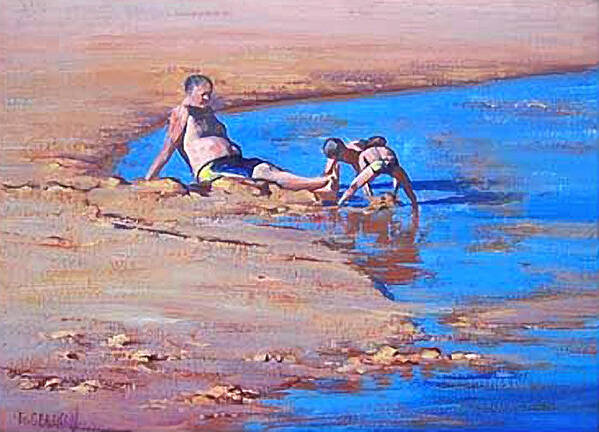Beach Art Print featuring the painting Beach play by Graham Gercken