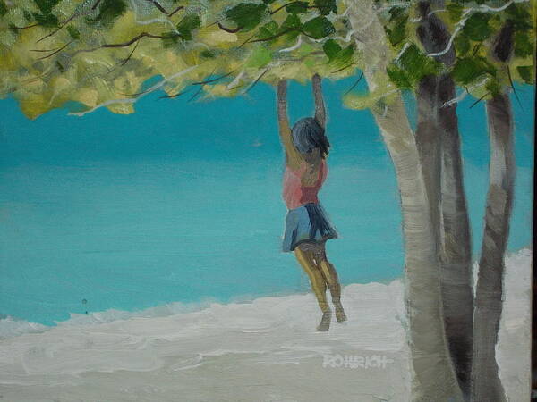 Caribbean Beach Art Print featuring the painting Beach Swing by Robert Rohrich