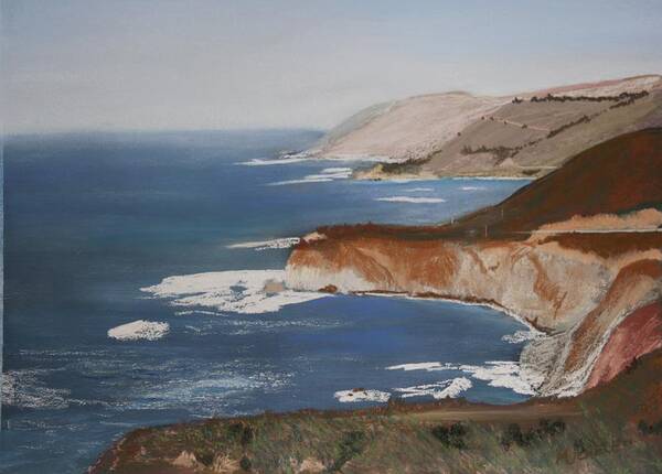Ocean Art Print featuring the pastel Big Sur by Michele Turney