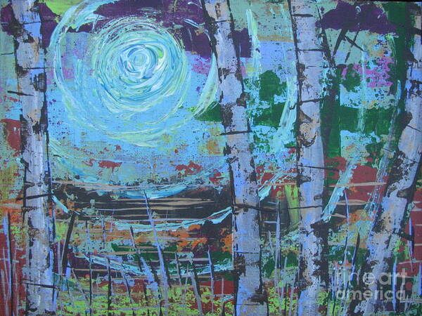 Land Art Print featuring the painting Birch 9 by Jacqueline Athmann