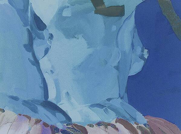 Female Torso In Blue Art Print featuring the painting Blue by Andrew Drozdowicz