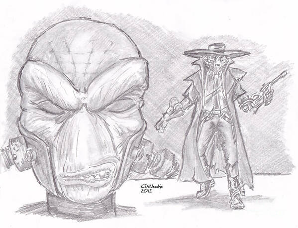  Art Print featuring the drawing Cad Bane by Chris DelVecchio