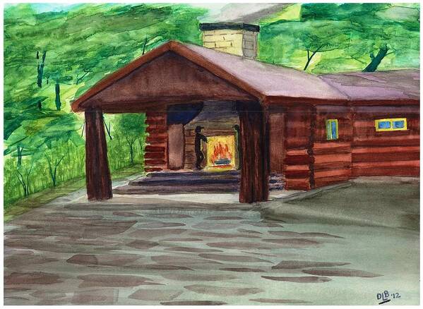 Cabin Art Print featuring the painting Caddy Camp by David Bartsch