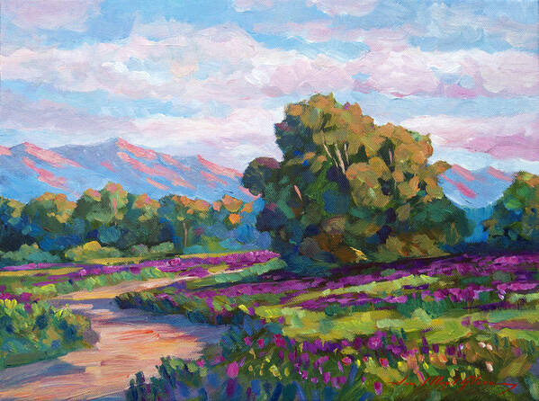 Landscape Art Print featuring the painting California Hills - Plein Air by David Lloyd Glover