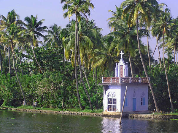 Church Art Print featuring the photograph Church located on a coastal lagoon in Kerala in India by Ashish Agarwal