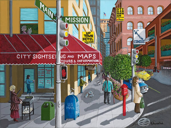 Print Art Print featuring the painting City Corner by Katherine Young-Beck