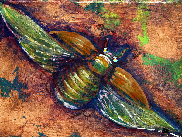 Nature Art Print featuring the mixed media Copper Beetle by Ashley Kujan