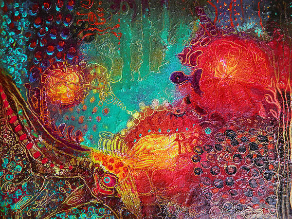 Red Art Print featuring the painting Coral World by Lolita Bronzini