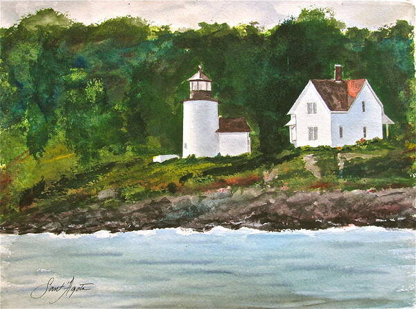 Lighthouse Art Print featuring the painting Curtis Island Light by Frank SantAgata