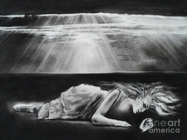 Darkness Art Print featuring the drawing Darkness Falls Upon Me by Carla Carson