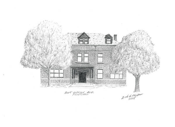 Dort Art Print featuring the drawing Dort Office Building by Bob and Carol Garrison