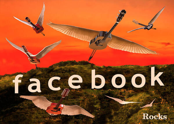 Facebook Rocks Art Print featuring the digital art Facebook Rocks by Eric Kempson