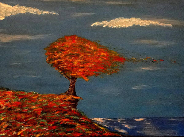Tree Art Print featuring the painting Fall breeze by Jim Keller