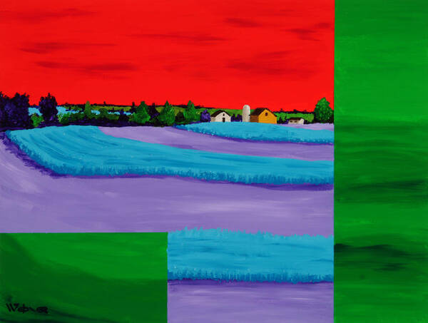 Landscape Art Print featuring the painting Fields of Green by Randall Weidner
