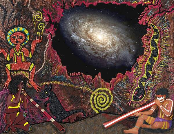 Aborigine Art Print featuring the mixed media Forty Thousand Years in the Making by Myztico Campo