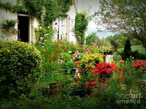 Garden Art Print featuring the photograph French Cottage Garden by Lainie Wrightson
