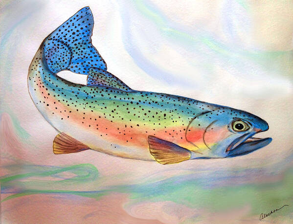 Fish Art Print featuring the painting Full On Trout by Alethea M