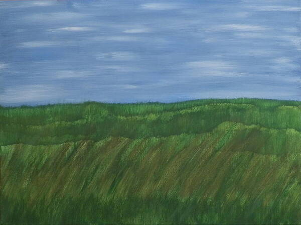 Grass Art Print featuring the painting Grass Field by Ione Hedges