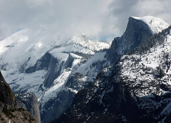 Yosemite Art Print featuring the photograph Half Dome Cloud's Rest Winter by Jeff Lowe