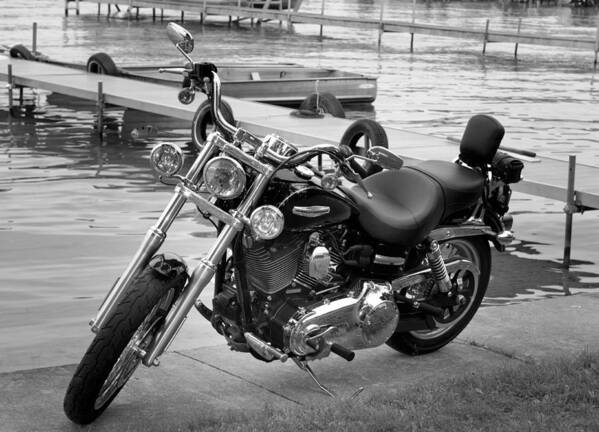 Harley Art Print featuring the photograph Harley Black and White by Dean Bennett