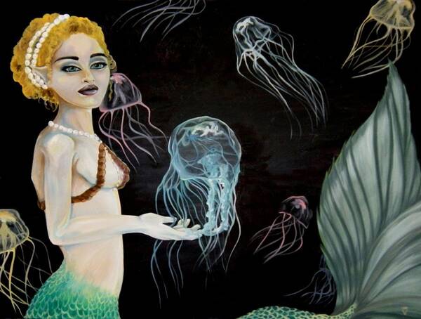 Mermaid Art Print featuring the painting Her World by Victoria Dietz