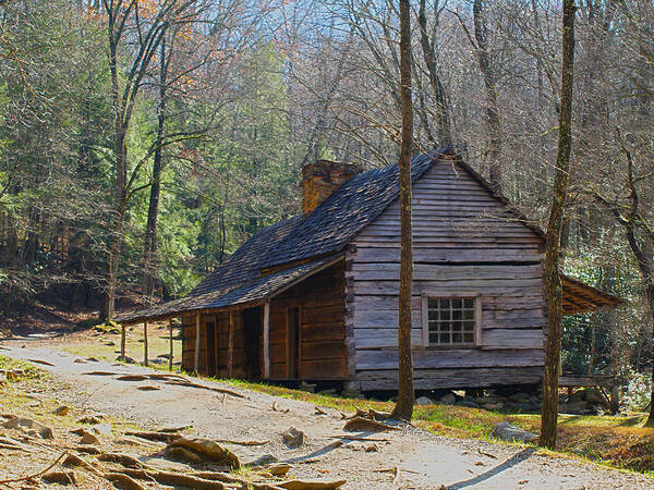 Cabin Art Print featuring the photograph Historic Cabin on Roaring Fork Motor Trail in Gatlinburg Tennessee by Peter Ciro