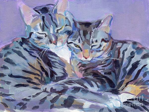 Kitty Art Print featuring the painting Hugs Purrs and Stripes by Kimberly Santini