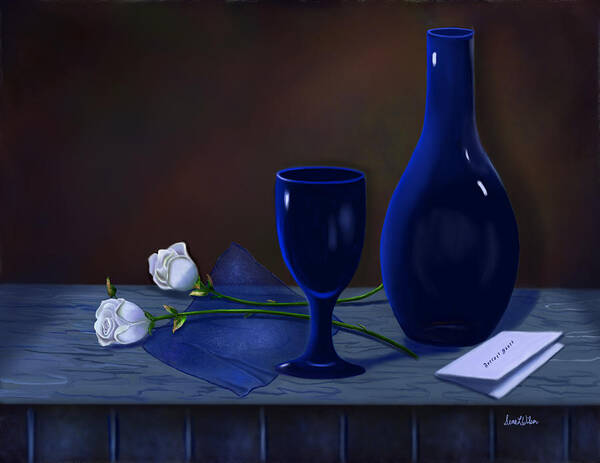 Vase Art Print featuring the painting Indigo Blue by Sena Wilson