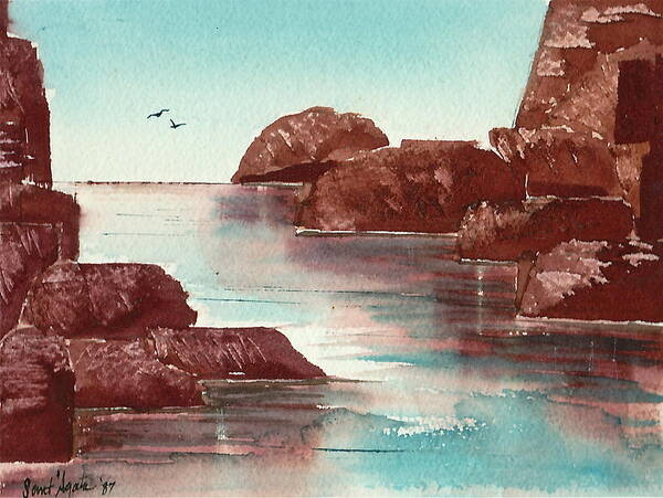 Rocks Art Print featuring the painting Inlet by Frank SantAgata