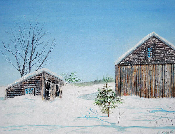 The Old Barn On Kelley Road In Salem Art Print featuring the painting Last Barn In Winter by Anthony Ross