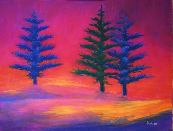 Landscape Art Print featuring the painting Last Rays by Karin Eisermann