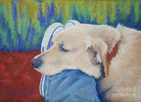 Canine Art Print featuring the pastel Leg Warmer by Tracy L Teeter 