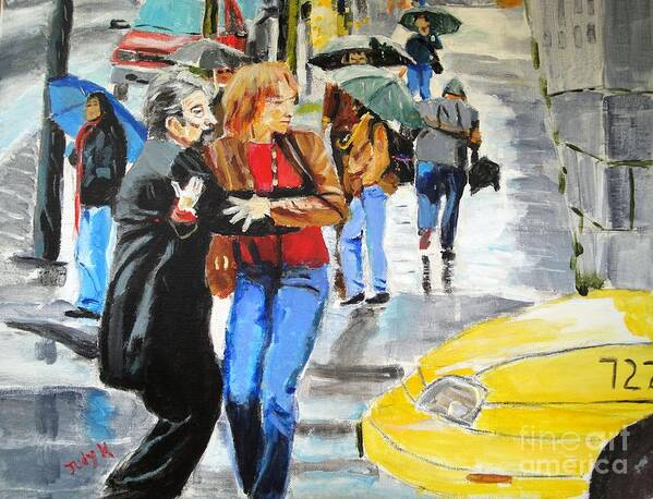 Cityscape Art Print featuring the painting Life in the Big City by Judy Kay