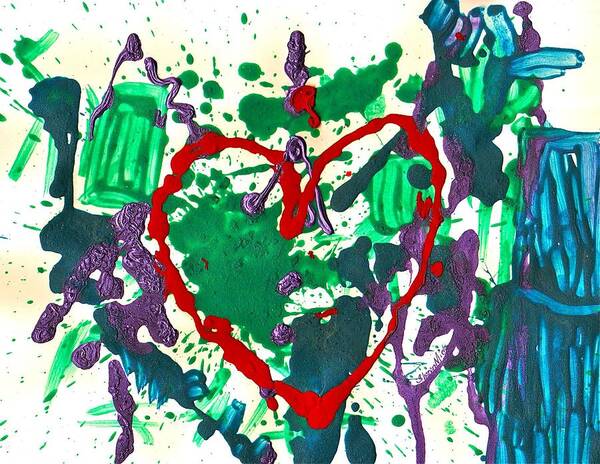 Love Art Print featuring the painting Love Survives a Trashy Time by Sharon Mick