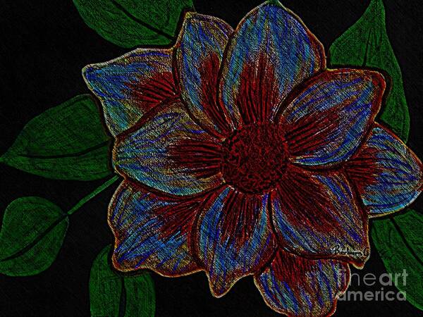 Magnolia Art Print featuring the digital art Magnolia Abstract Sketch by Barbara A Griffin