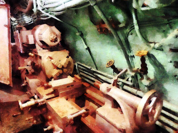 Lathe Art Print featuring the photograph Metal Lathe in Submarine by Susan Savad