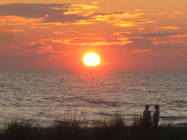 Lovers Art Print featuring the photograph Michigan Sundown by Ellen Lewis