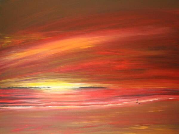 Sunset Art Print featuring the painting Mitchell Beach Lost by Naomi Walker