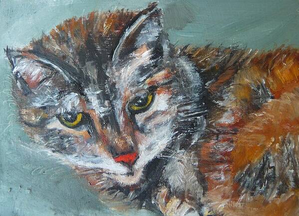 Cat Art Print featuring the painting Mo by Jessmyne Stephenson