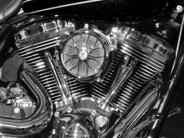 Motorcycle Art Print featuring the photograph Monochrome Vee by Samuel Sheats