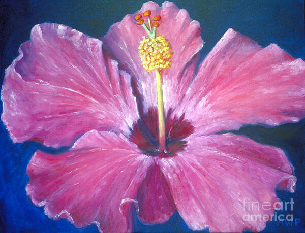 Pink Art Print featuring the painting Pink Hibiscus by Audrey Peaty